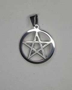 Pingente Pentagrama Redondo Aço
