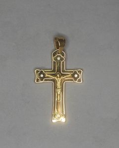 Pingente Cruz com Imagem 4 strass Aço Gold (UND)