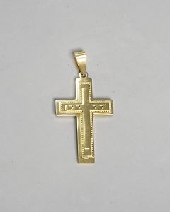 Pingente Cruz media Tripla Reta Aço Gold (UND)