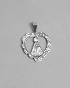 Pingente NS Aparecida em Coração 2mm Aço (6 UND)