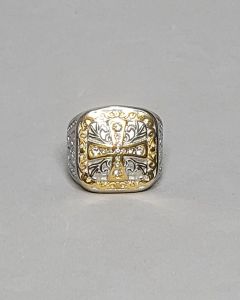 Anel Cruz de Malta Cravejada Aço Mix Gold