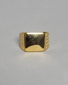 Anel Liso Quadrado 15x15mm Favo Aço Gold