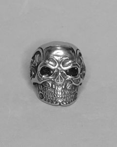 Anel Caveira Sinistro olho preto Aço