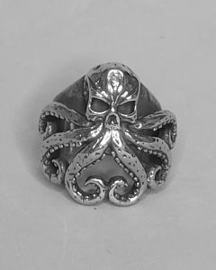 Anel Caveira Polvo Sinistro Aço