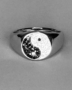Anel Yin Yang com Strass Aço