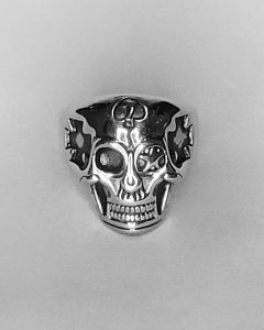 Anel Caveira Duo Cruz de Malta Aço