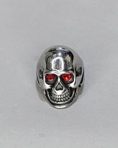Anel Caveira Olho Coração com Pedra Aço