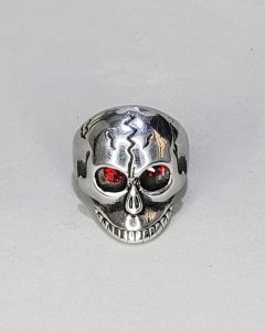 Anel Caveira Testa Rachada Aço