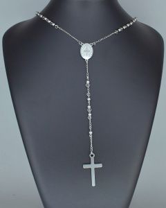 Colar Corrente Terço Sagrado Aço (UND)-4.0mm