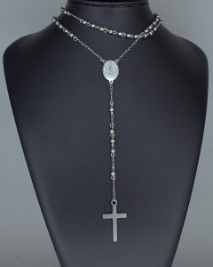 Colar Corrente Terço Sagrado Aço (UND)-5.0mm