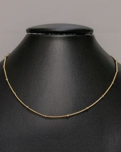 Colar Rabo de Rato e Bolinha 45cm Aço Gold (6 UND)