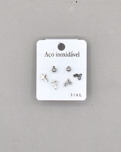 Brinco Conjunto bolinha Cruz Lasinho (dúzia)