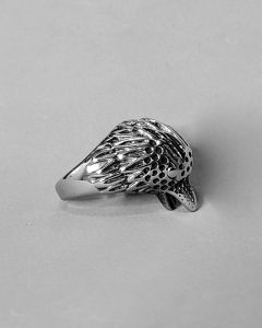 Anel Cabeça de Águia Bico Aberto Aço