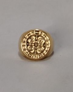 Anel São Bento Liso Uni 20mm Aço Gold