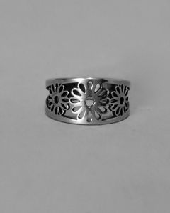 Anel Desenho Modelo Floral 1mm. Aço 