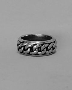 Anel Aliança Corrente Fixa Grumé 10mm Aço