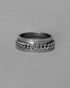 Anel Aliança Giratório Corrente Prata 8mm Aço (UND)