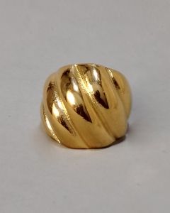 Anel Ondas Paralelas 23mm Aço Gold