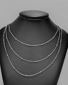 Colar Rabo de Rato Trio com bolinha a 2.7cm Aço (6 UND)-0.9mm