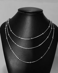 Colar Rabo de Rato Trio com bolinha a 2.7cm Aço (6 UND)-1.2mm