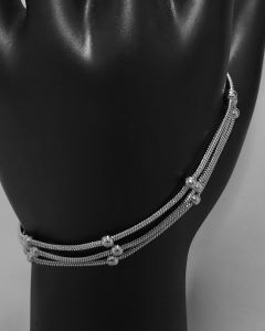 Pulseira Rabo de Rato Trio com Bolinhas Aço (6 UND)