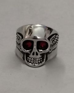 Anel Caveira Paraquedista com olho Aço