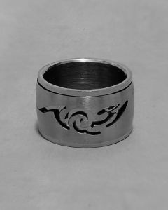 Anel Aliança Giratório Tribal 18mm Aço (UND)