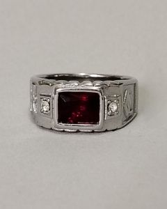 Anel Formatura P Vermelho Granada (6x8) Aço