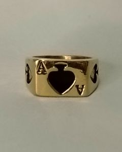 Anel Naipe 3 Espadas Pintado Aço Gold