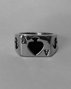 Anel Naipe 3 Espadas Pintado Aço