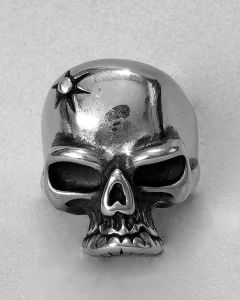 Anel Caveira Testa Baleada Aço