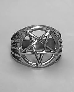 Anel Pentagrama Vazada 5D Aço