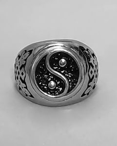 Anel Yin Yang Tribal Aço 