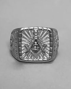 Anel Maçonaria Iluminati Aço Prata