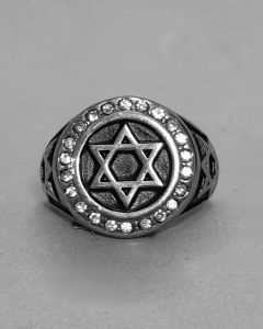Anel Estrela de Davi Strass Aço