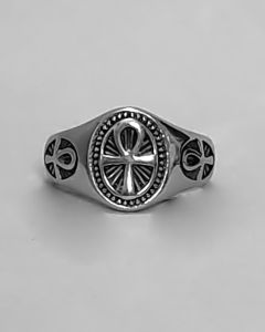 Anel Cruz Egípcia Trio Aço