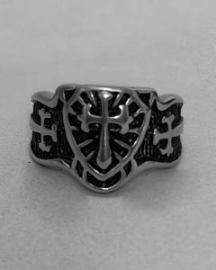 Anel Escudo Templário Aço