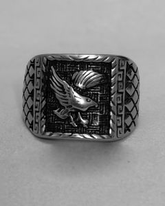 Anel Pomba no Quadro losangos Aço