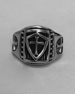 Anel Escudo Templario Tri Aço