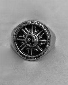 Anel Sol Lua estrela Liso Aço