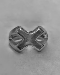 Anel Símbolo X Liso Aço
