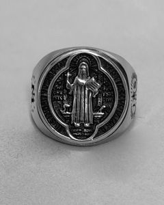 Anel São Bento com Cruz Aço