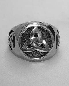 Anel Triqueta Trio Redonda Lisa Aço