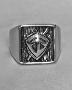 Anel Escudo da Fé Quadrado Aço