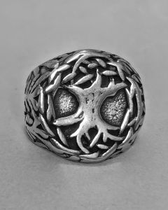 Anel Árvore e Floresta Aço