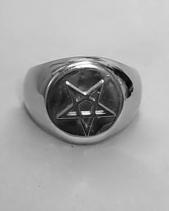 Anel Pentagrama Liso Alto Relevo Aço