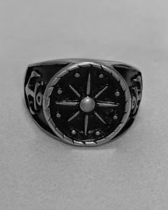 Anel Bússola Navy Pintada Aço