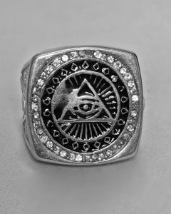 Anel Iluminati com Strass Aço