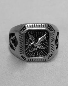 Anel Águia combatente em 3 quadros Aço