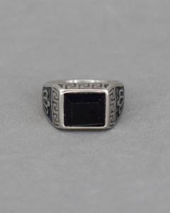 Anel Masculino Reino Maia Pedra Preta Aço - 30
